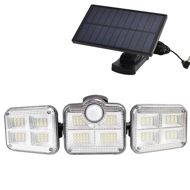 Solar LED Floodlight with Motion Sensor 3 Head Outdoor Light