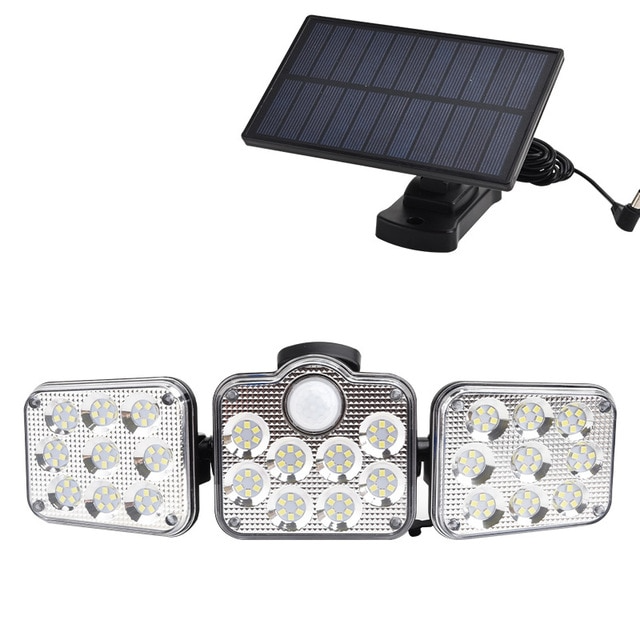 Solar LED Floodlight with Motion Sensor 3 Head Outdoor Light
