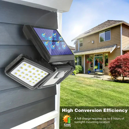 Solar LED Floodlight with Motion Sensor 3 Head Outdoor Light