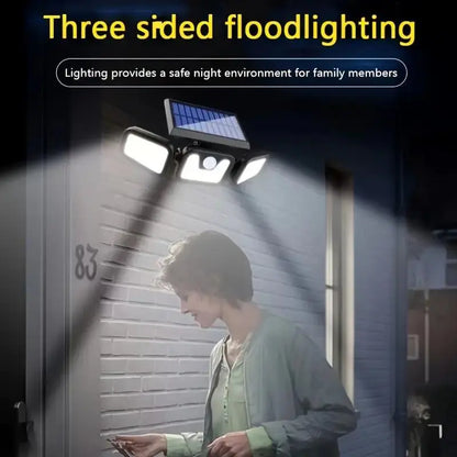 Solar LED Floodlight with Motion Sensor 3 Head Outdoor Light