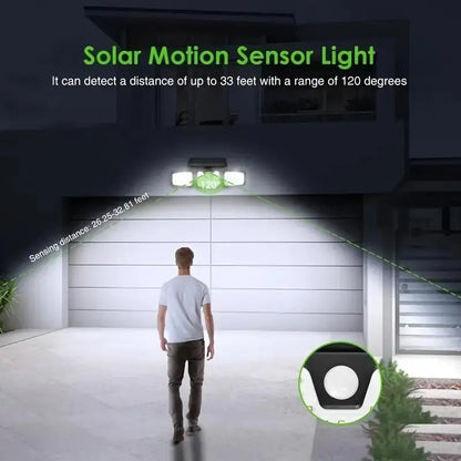 Solar LED Floodlight with Motion Sensor 3 Head Outdoor Light