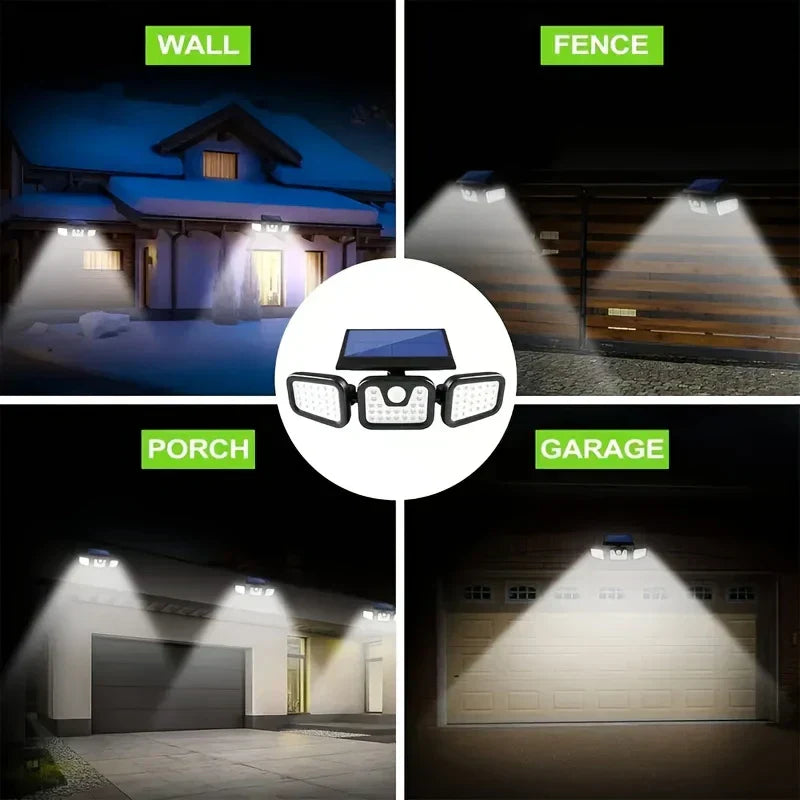 Solar LED Floodlight with Motion Sensor 3 Head Outdoor Light