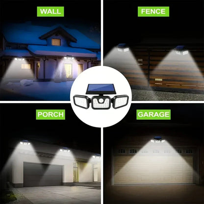 Solar LED Floodlight with Motion Sensor 3 Head Outdoor Light