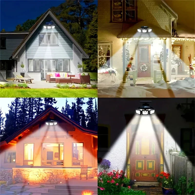 Solar LED Floodlight with Motion Sensor 3 Head Outdoor Light