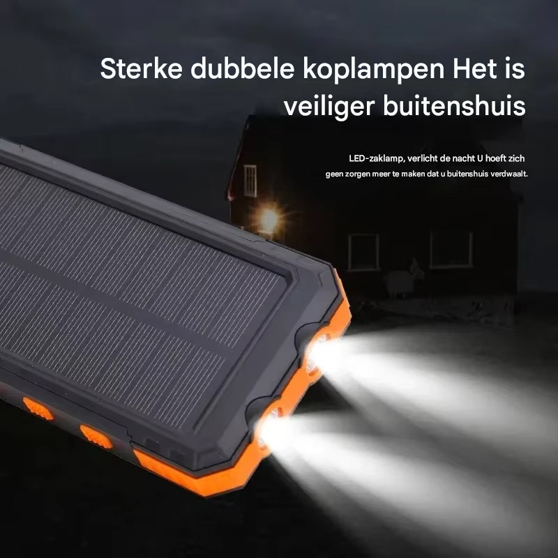 Solar Power Bank 200,000mAh with Solar Panel, USB-C and Wireless Charging, Flashlight & SOS Light