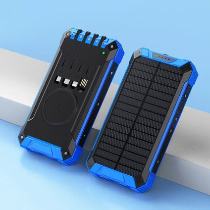 Solar Power Bank 200,000mAh with Solar Panel, USB-C and Wireless Charging, Flashlight & SOS Light