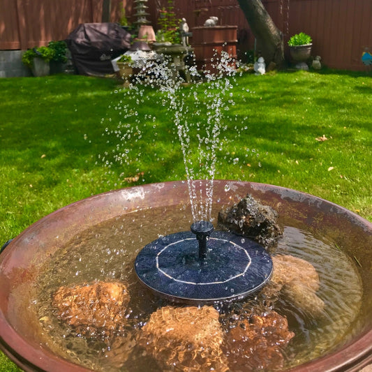 Solar Powered Garden Fountain with 4 Interchangeable Nozzles