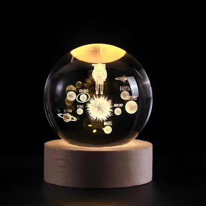 SolarSphere Crystal Solar System LED Light Educational Decorative Display