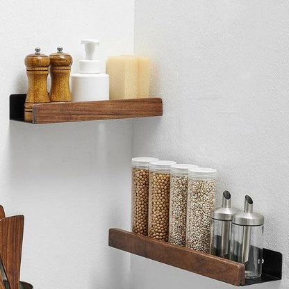 Solid Wood Bathroom Shelf No Drill Wall Mounted Organizer