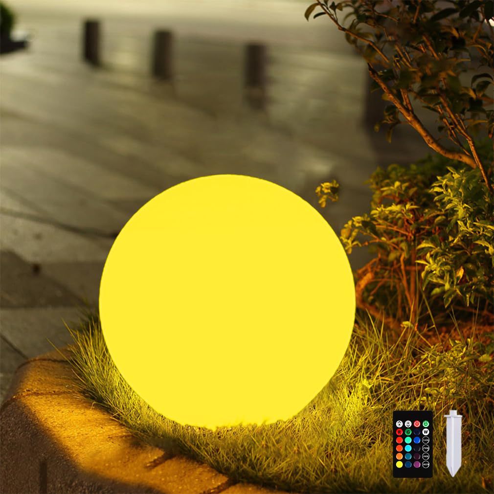 Solar Globe Outdoor Light with Warm LED Glow for Garden Patio and Pathway