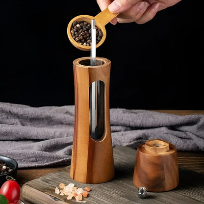 SpiceCraft Salt and Pepper Mill Set – Wooden Adjustable Grinder Set