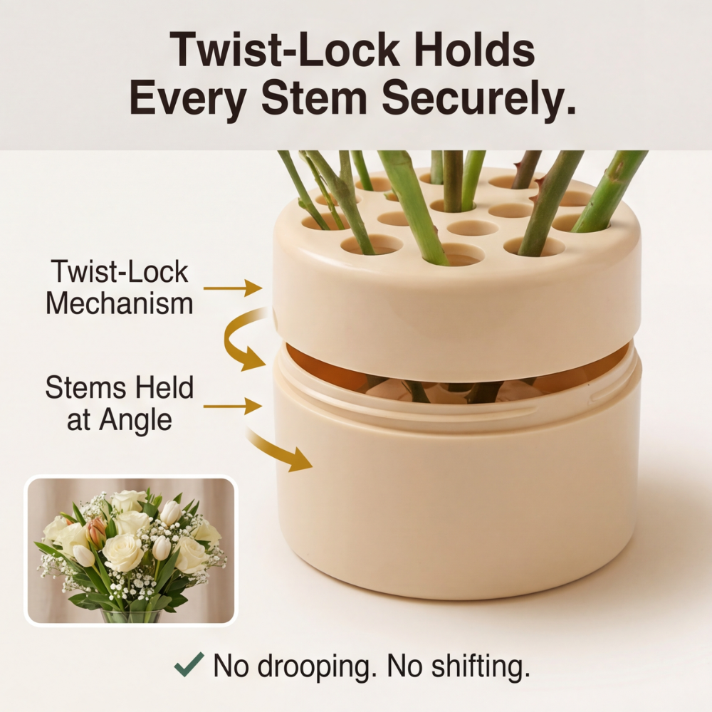 Spiral Flower Arranger for Fresh and Artificial Stems, Reusable Vase Bouquet Holder
