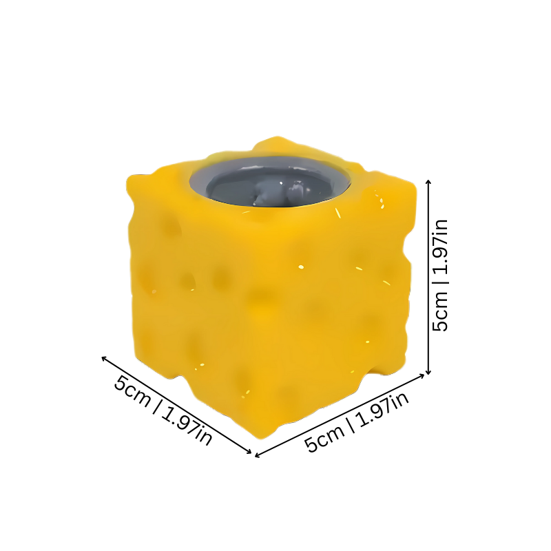 Squeeze Cheese Block Fidget Toy with Popping Mice
