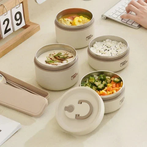 Stackable Stainless Steel Insulated Lunch Box Set with Leakproof Seals
