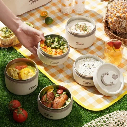 Stackable Stainless Steel Insulated Lunch Box Set with Leakproof Seals