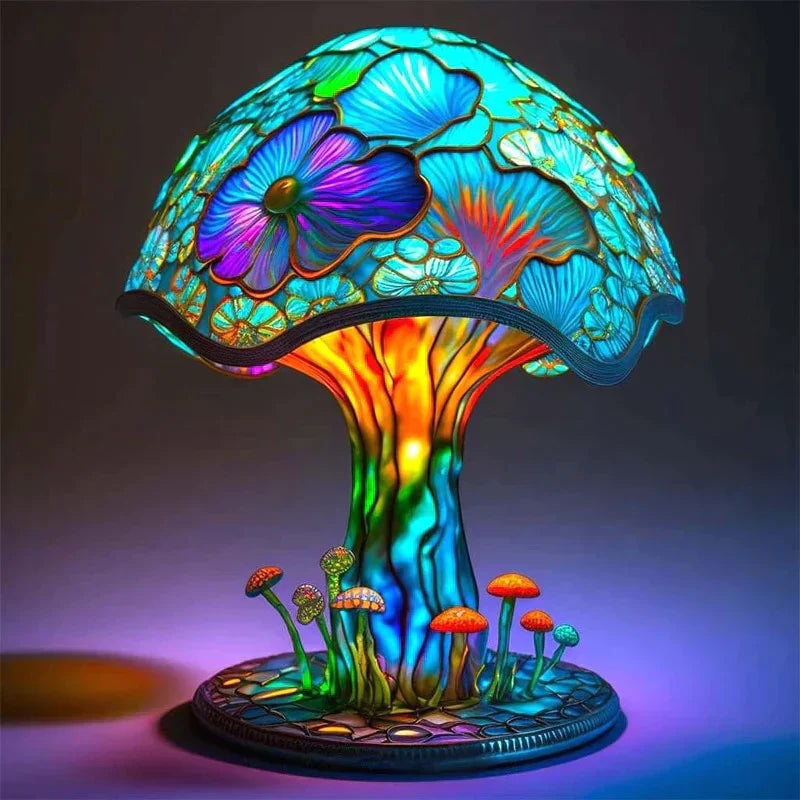 Stained Glass Art Table Lamp Elegant Decorative Light