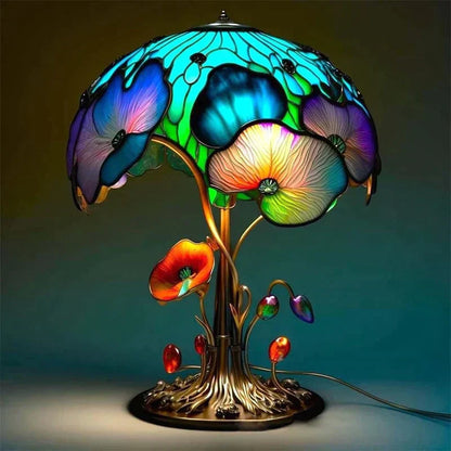 Stained Glass Art Table Lamp Elegant Decorative Light