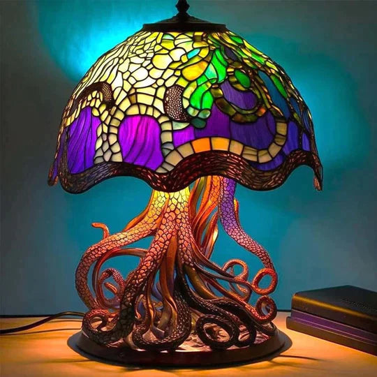 Stained Glass Art Table Lamp Elegant Decorative Light