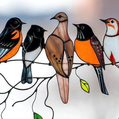 Stained Glass Bird Suncatcher Metal Window Hanging Decoration