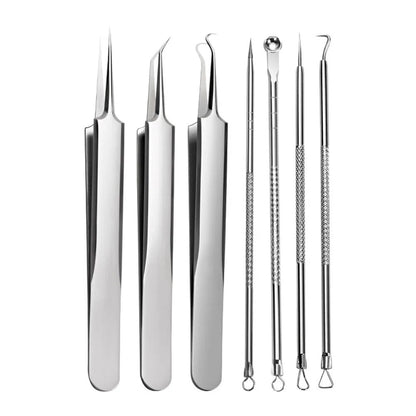 Stainless Steel Blackhead Extractor Tool Set with Ergonomic Grip