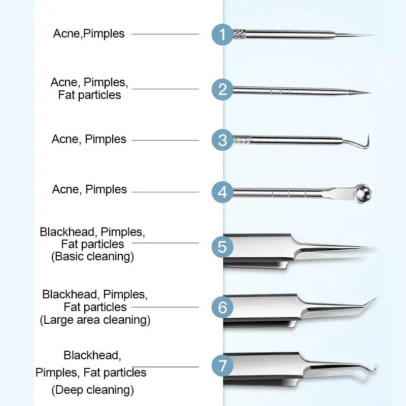 Stainless Steel Blackhead Extractor Tool Set with Ergonomic Grip