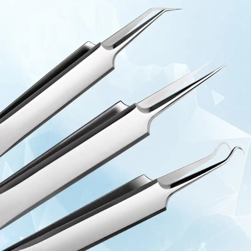 Stainless Steel Blackhead Extractor Tool Set with Ergonomic Grip