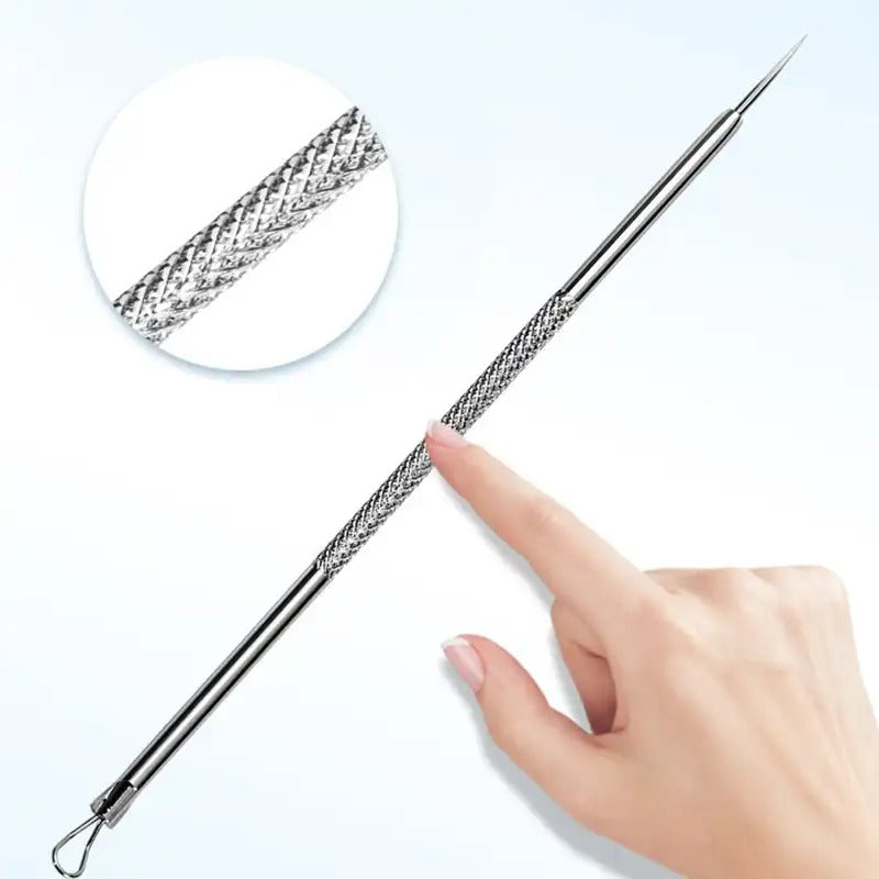 Stainless Steel Blackhead Extractor Tool Set with Ergonomic Grip