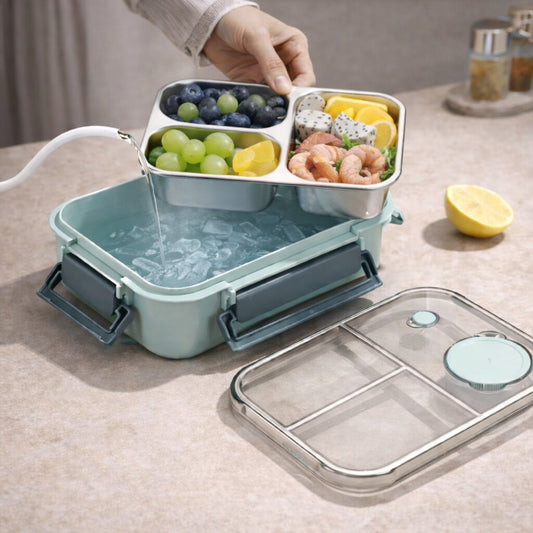 Lonchera bento de acero inoxidable con compartimentos