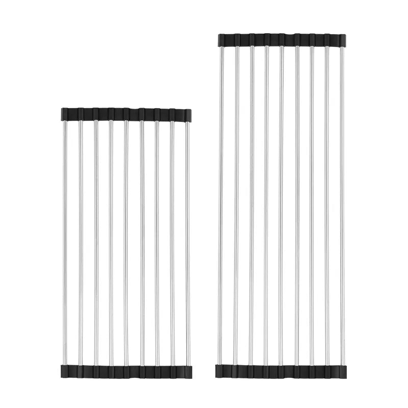 Stainless Steel Foldable Dish Drying Rack with Filter Roll