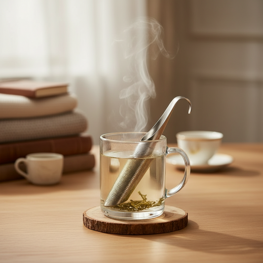Infusor compacto reutilizable de acero inoxidable para té de hojas sueltas, colador para preparar té
