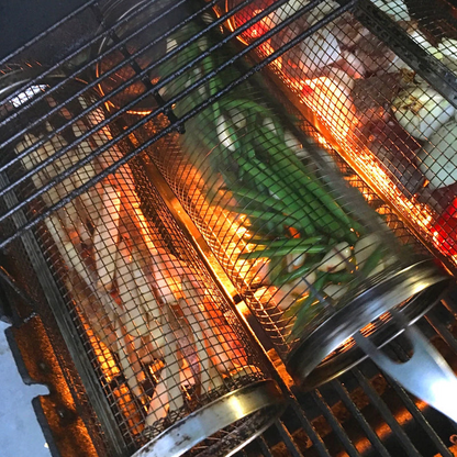 Stainless Steel Rolling BBQ Grill Basket with Rotating Design