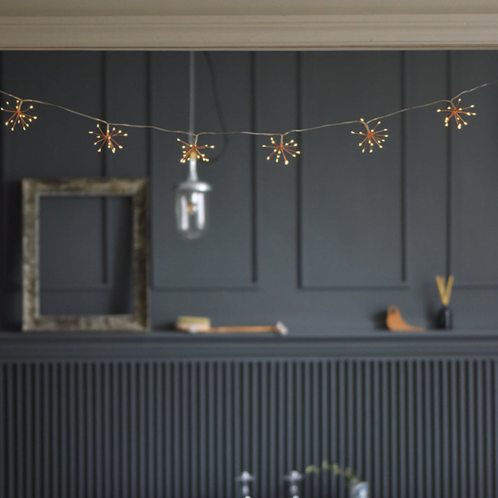 Starburra Copper Starburst String Lights with Warm White Glow for Indoor Outdoor Decoration