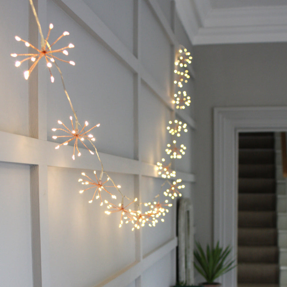 Starburra Copper Starburst String Lights with Warm White Glow for Indoor Outdoor Decoration
