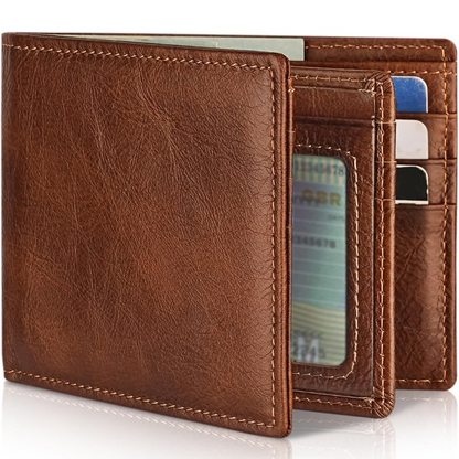 StitchCraft Men's Leather RFID Bifold Wallet Slim Design