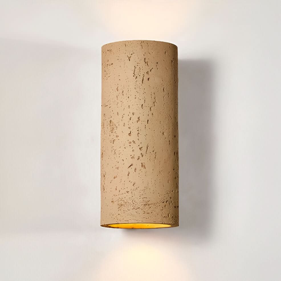 StoneBeam LED Cylinder Wall Light – Set of 2 Up and Down Wabi-Sabi Lamps