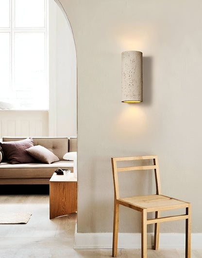 StoneBeam LED Cylinder Wall Light – Set of 2 Up and Down Wabi-Sabi Lamps