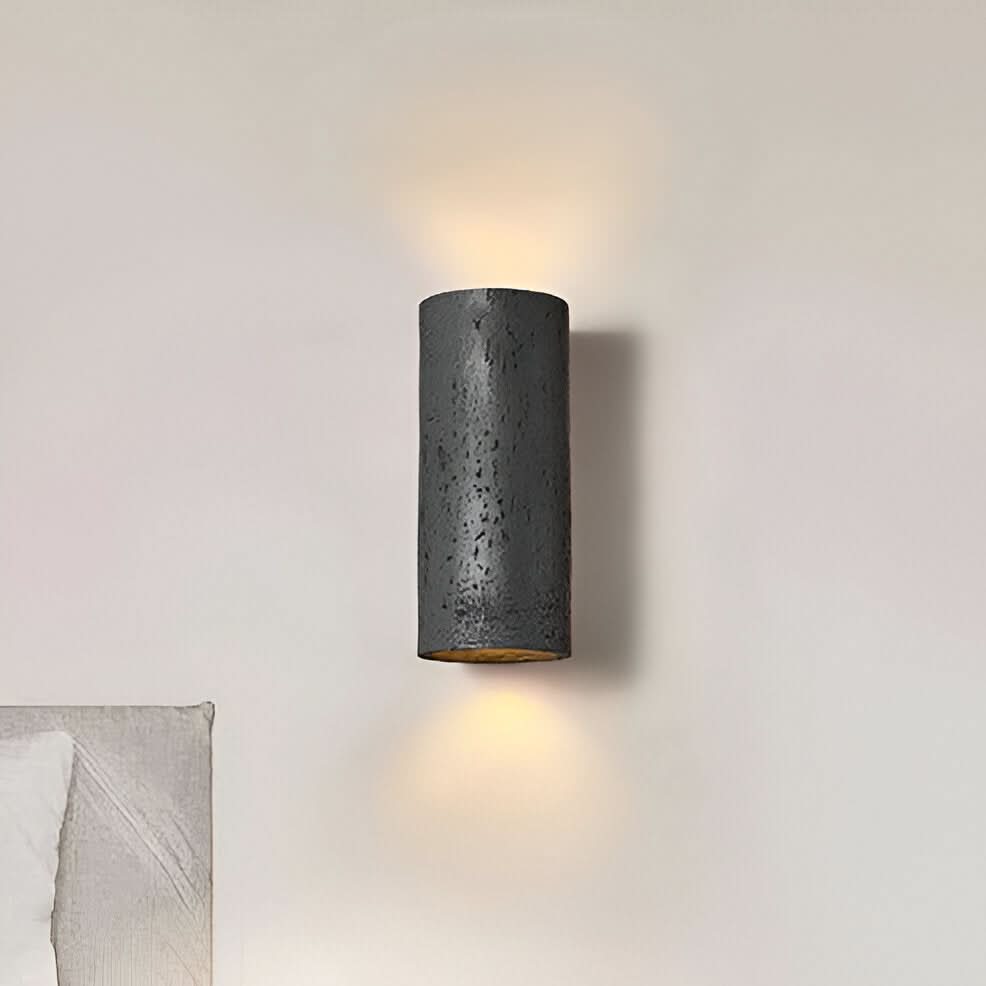 StoneBeam LED Cylinder Wall Light – Set of 2 Up and Down Wabi-Sabi Lamps