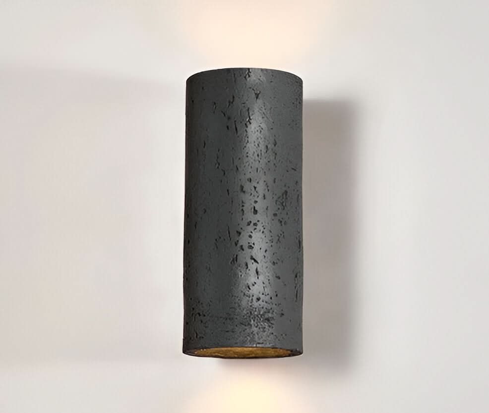 StoneBeam LED Cylinder Wall Light – Set of 2 Up and Down Wabi-Sabi Lamps
