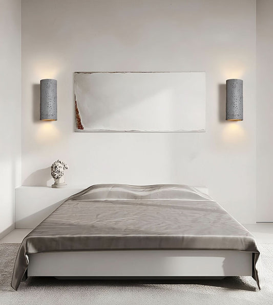 StoneBeam LED Cylinder Wall Light – Set of 2 Up and Down Wabi-Sabi Lamps
