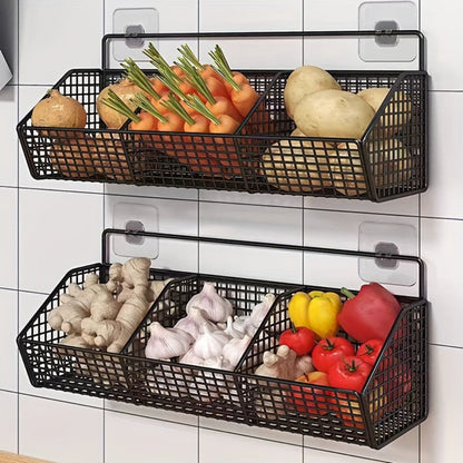 StorGrid Wall Mounted Wire Storage Basket for Kitchen Organization