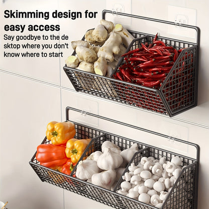 StorGrid Wall Mounted Wire Storage Basket for Kitchen Organization