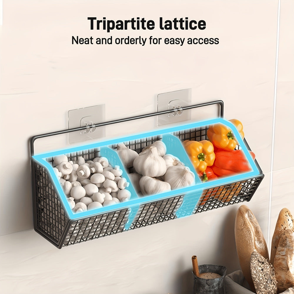 StorGrid Wall Mounted Wire Storage Basket for Kitchen Organization