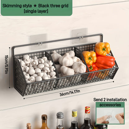 StorGrid Wall Mounted Wire Storage Basket for Kitchen Organization