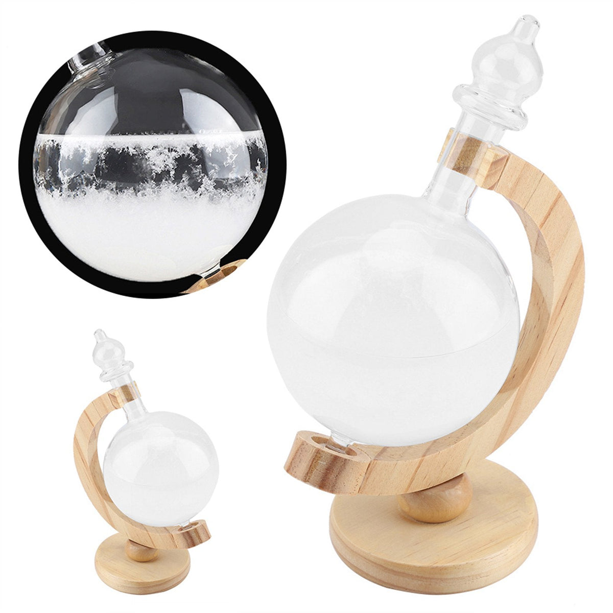 Storm Glass Weather Forecast Bottle with Wooden Base