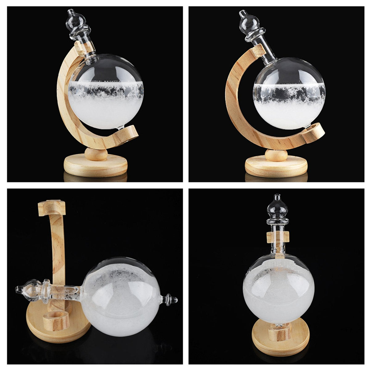 Storm Glass Weather Forecast Bottle with Wooden Base