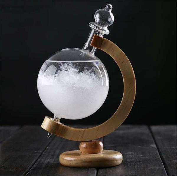 Storm Glass Weather Forecast Bottle with Wooden Base