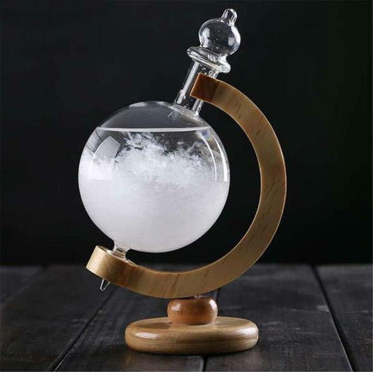 Storm Glass Weather Forecast Bottle with Wooden Base