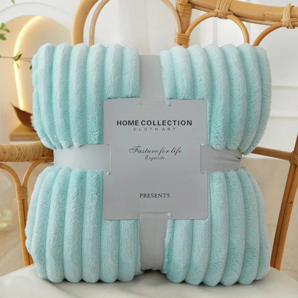 Striped Flannel Fleece Throw Blanket with Ribbed Texture
