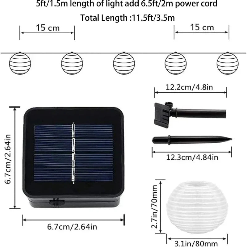 SunShade Solar Lantern String Lights Outdoor LED Decor