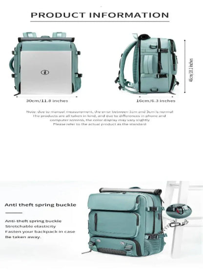 TRAVELMAX Waterproof Travel Backpack with USB Charging and Shoe Compartment